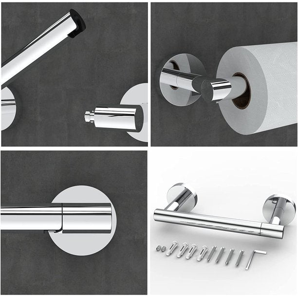 Matte Black Double Post Pivoting Wall Mounted Stainless Steel Toilet Paper Holder for Bathroom RV, by FIXSEN
